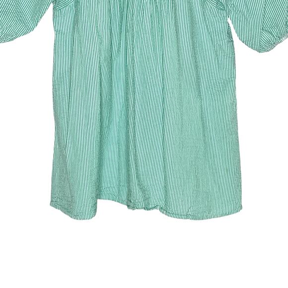 Urban Outfitters S Charlotte Seersucker Mini Dress Puff Sleeve Frock Green - Picture 6 of 10
